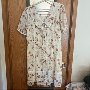 Salt Floral Peter Pan Collar Button-Front Mini Dress Coquette